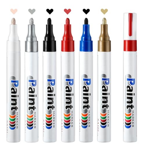 6 stuks Acryl Pennen Permanente waterdichte Quick Drying Set van 6 kleuren Acrylverf Pennen 2.6 mm Pen Tip voor Kunst Projecten, Hout, Plastic, Metaal, Canvas, DIY Ambachten