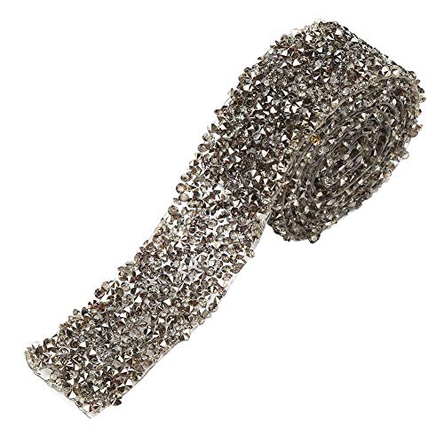 1 Yard 30mm Rhinestone Ribbon Wrap Diamant Mesh Wrap Roll Sparkle Crystal Decoraties voor bruiloft verjaardag Gift Wrap(Grey)