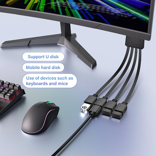 USB-A Splitterkabel, USB-A-plug naar 4 poorten Extension Kabel met meerdere laadfuncties en gegevenssynchronisatie, OTG-ondersteuning, 480 Mbit/s Transfer (S) 5