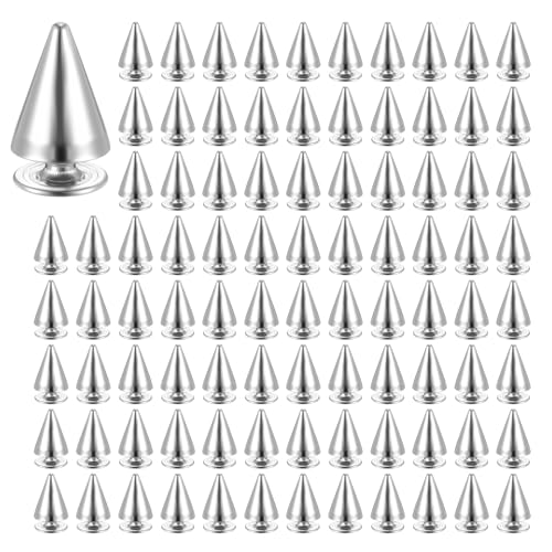 100 Sets 10MM Silver Spikes en Studs Metal Bullet Cone Spikes Schroef terug Lederen Craft Rivet Schroeven Punk Studs voor Kleding schoenen tassen Accessoires