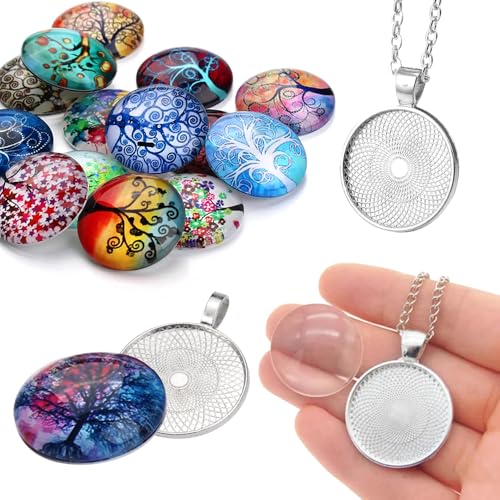 40 stuks hangers, Trays Set, Bezel Hanger, Cabochon Set, Ronde hanger 25 mm, Ronde hanger Pedestal, Zilver Flat Hanger, Trays Kit, voor DIY ambachten, Foto sieraden 3