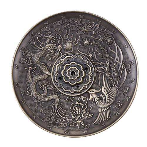 Chinese Incense Holder Zink Alloy Incense Stick Burner Houder Dragon Pattern Censer Plate voor Slaapkamer Temple Office(#01) 3