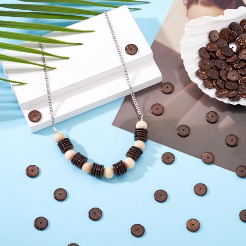 100 st. Platte ronde kokos kralen 12mm bruine kokosnoot Shell Kralen Rondelle Disc Spacers voor oorbellen armband ketting sieraden maken