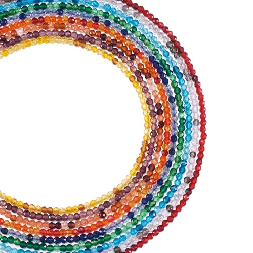 9 Strands 2mm ronde glazen kralen, kleine pony kralen, Facet kristalglas, Losse kralen voor doe-het-zelf ambachten, armbanden en sieraden maken