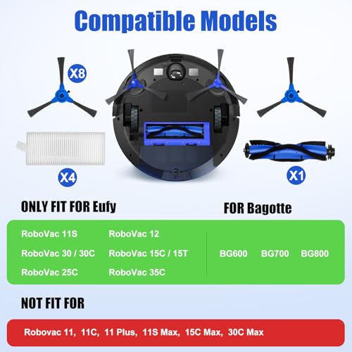 Roller Side Borstel Filter Kit voor Bagotte BG600 BG700 BG800 Robot Stofzuiger Vervanging Kit