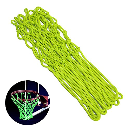 Glow in The Dark Basketball Net, 12 Loops Standaard Basketball Net, Duurzame Nylon, 45 Cm Geel, Geschikt voor binnen en buiten gebruik, Geweldig