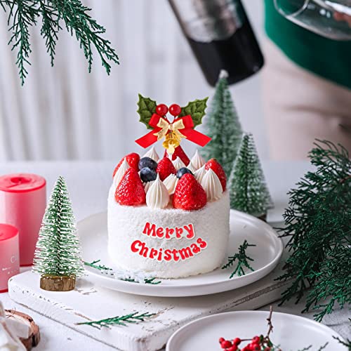 Pack van 8 Cake Toppers, Vrolijk kerstfeest, Cake Topper, 3D Santa Claus, Mini Kerstboom, Vrolijk Kerstmis Decoratie, Party, Cake, Kerstmis 5