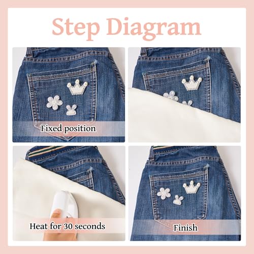 20 st Rhinestone & Pearls Kleding ijzer op Patch Konijn & Vlinder borduren Kleding Patches leuke Bowknot Crown Appliques Patches kostuum Accessoires voor hoeden shoes shirts jas rugzakken 3