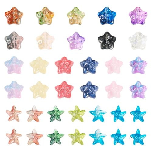 110 st. Zomer sieraden kralen stervis / ster transparant glas kralen kleur stervis kristal spacer kralen bakken verf glas ster kralen voor DIY Sieraden maken