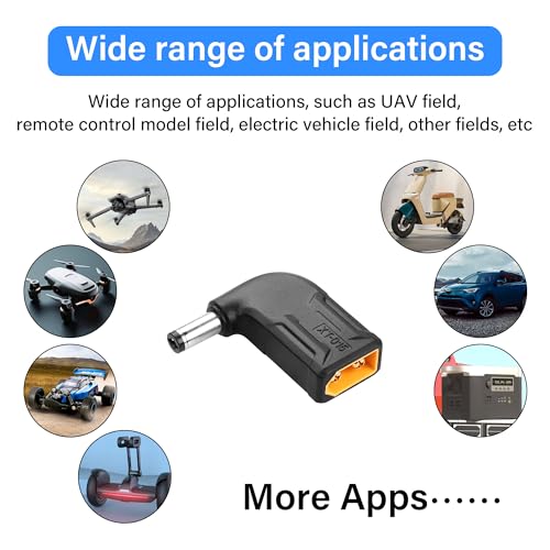 2 Pack XT60 naar DC5521 Adapter 90 Degree XT60 Man naar DC 5.5mm x 2.1mm Man Draadloos voor TS100 Soldeerijzer, FPV Monitor Voeding, drone (XT-015) 3