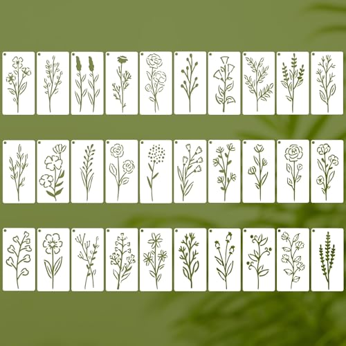 30 Sheet Sheet Template voor Schilderen, 15x7.5cm Decoratieve Bloem Templates Herbruikbare Wine Leaf Template voor het schilderen op hout Canvas Stof Blackboard Scrapbook
