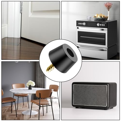 12 st. Zwarte ronde rubberen voeten voor snijplank, zachte Grip, non-slip, non-slip, roestvrij stalen schroeven 5