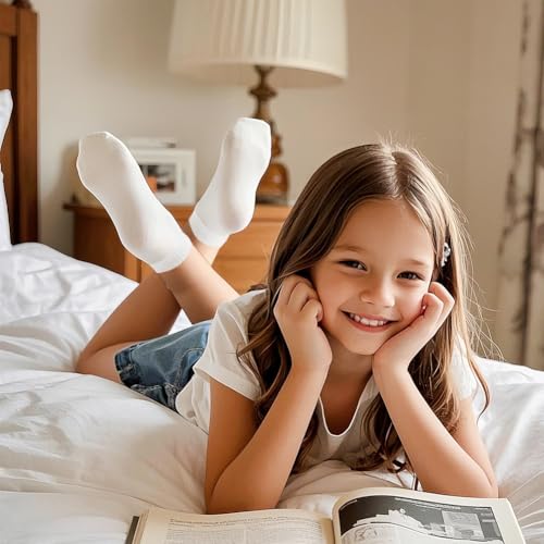 Wegwerpsokken voor kinderen, reizen, 7 stuks Portable White Sportsokken Klein formaat Meisjes Sokken Maat 9-12, Wit, One Size