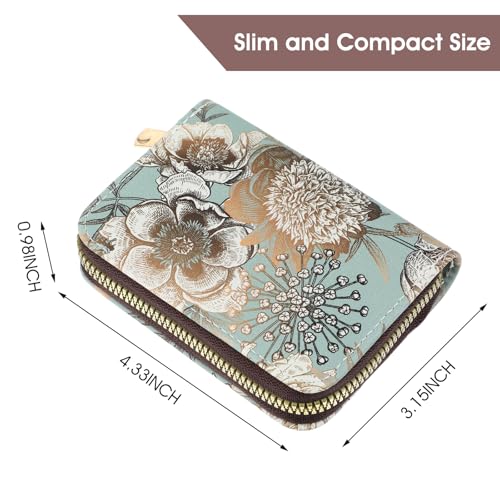 Credit Card houder voor vrouwen RFID bescherming lederen rits ID kaart Kaart Cases Kleine kaarthouder Portemonnee met munten Compartiment Business Card houder, groen, Hedendaagse 5