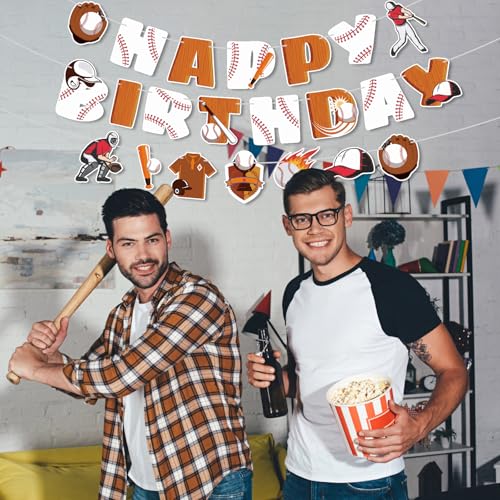 Honkbal Happy Birthday Banner, Sport Thema Feest Decoratie Pre-Assembled Baseball Hangen Garland Banner voor volwassenen en kinderen Sportieve verjaardag partij decoratie benodigdheden 5