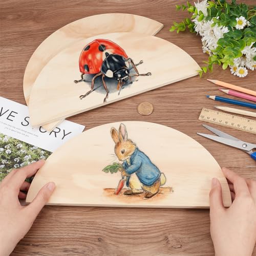 5st halve cirkel cutouts, onafgemaakte houten platen blanco gesneden stukken half ronde houten plaat voor ambachten houten borden onafgemaakte houten deur hangers 4