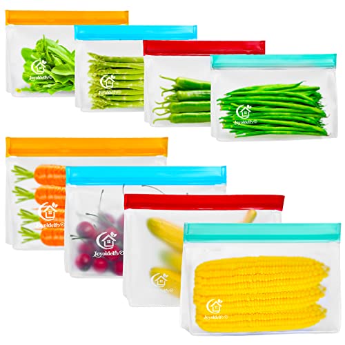 Herbruikbare voedselzakken, PEVA bevroren zakken met rits, 8 stuks