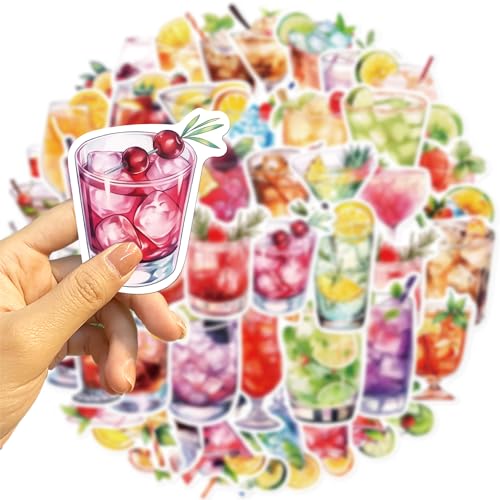 Cocktail Sticker Set Stickers Kids Tieners 50 stuks Cocktail Waterdicht Vinyl Decals Laptop Skateboard Koffer Helm Auto Fiets mobiele telefoon Motorrijwiel Bike Scrapbook Geschenk dagboek muggen