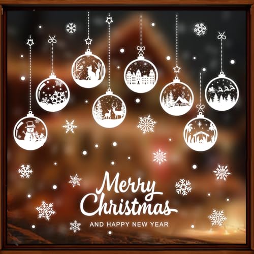 5 Vellen Kerstramen Klemmen Sneeuwvlok Stickers Herbruikbare Xmas Ball Window Klingen voor Kerstmis Winter Decoraties Party Ornamenten