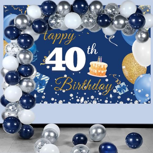 40e verjaardag decoratie mannen/vrouwen, 40e verjaardag Banner blauw, 40e verjaardag stof sign poster, 40e verjaardag achtergrond Banner Man verjaardag partij decoratie 4