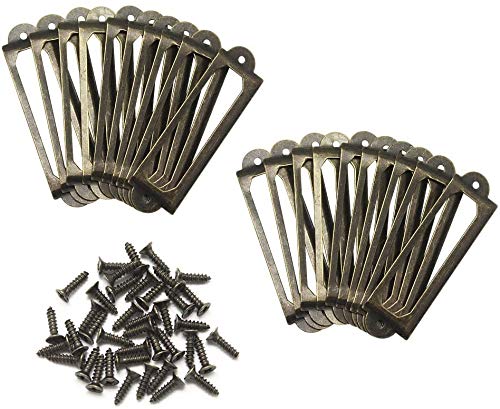 50 st. Etikethouders Messing Metalen File Kabinet Lade Labels Houders Platte kaarthouder 60 x 17mm Label Frames Kaart met Schroeven voor Office Library 4