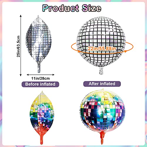 Disco Ballon, 6Pcs Zilver 22 Inch Giant Mirror Metallic 4D Disco Ballonnen Ronde Disco Aluminium Foil Ballonnen Disco Party Decoraties 70s Dansfeest bruiloft leveringen 3