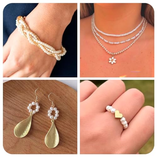 1 Strand Natural Cultured Zoetwater Parel Kralen Seashell Kleur Parel Rijst Vorm Parel kralen voor DIY armband ketting oorbellen sieraden maken 3