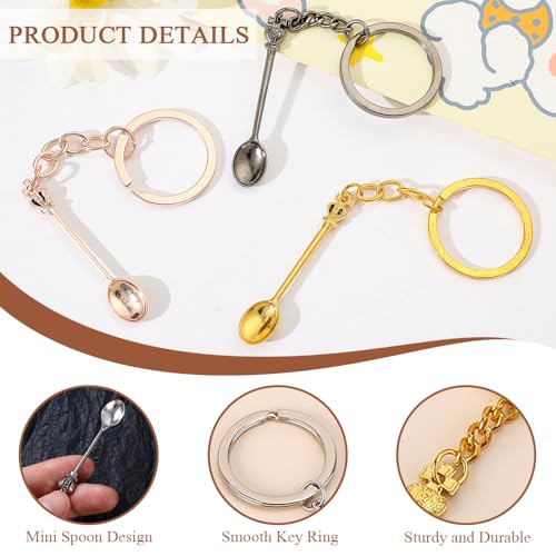 8 stuks Mini Kroon Lepel Sleutelhanger Mini Geneeskunde Lepels Sleutelhanger Ket Kit Kroon Theelepel Charm Leuke Rugzak Hanger Legering Sleutelhanger voor Festival Suiker Thee Kruiden Kerst 4