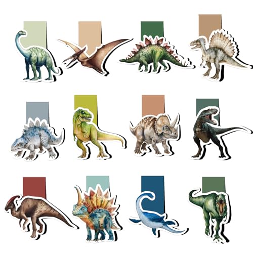 12 stuks magnetische bladwijzers voor kinderen Dinosaurus verjaardag geschenk kinderen verjaardag school lezen kerst