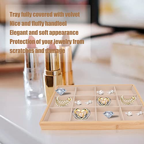 Juwelen Lade Organizer, 12 Grid sieraden lade sieraden display trays Ewelry showcase opslag play houder zacht elegant uiterlijk sterk lichtgewicht opslag sieraden lade tray, beige 3