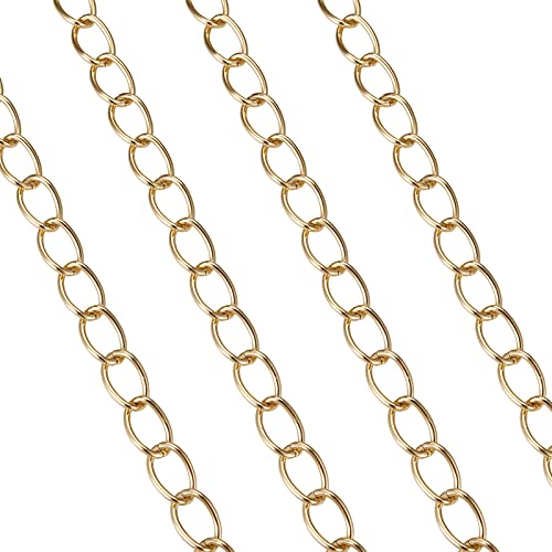 16,4Ft aluminium Curb kettingen goud verglaasd verdraaide metalen armbanden Kettingen Link kettingen met Coil 10x15mm ronde Curb ketting voor sieraden maken