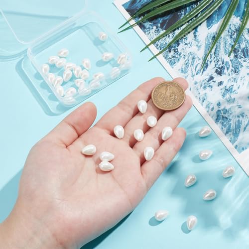 37 st Natural Pearl Beads, 10.5x7.5mm Drop Shell Kralen Strands Zoetwater Cultuur Kralen Kralen voor Oorbellen Hangers Sieraden maken, Gat: 0,7mm 3