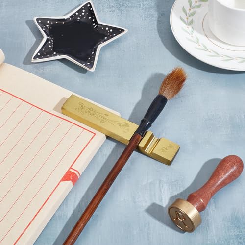 Chinese kalligrafie papier, rechthoekige messing papier Pers met groeven voor het schilderen, schrijven, tekenen, Sumi, 12 x 2 x 1 cm, goud 4