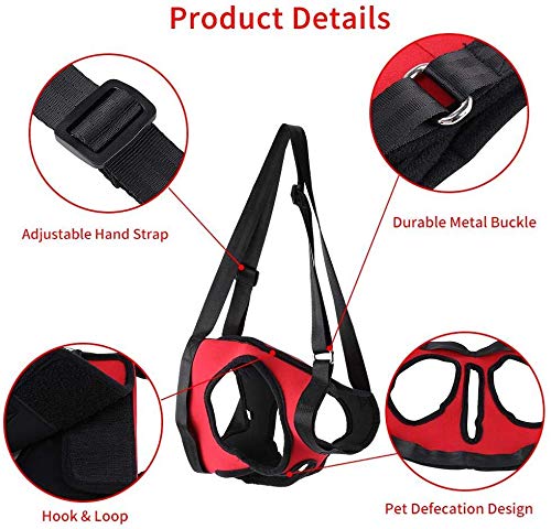 Hond ondersteuning Harnas, Huisdier Running Aid Lifting trekken Vest Sling ondersteuning Revalidatie Outdoor en gezonde Grooming Tool voor Oude & gewonde honden (L, Hind Leg) 3