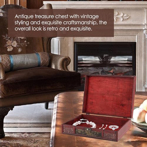 Decoratieve Treasure Chest Vintage Houten Opbergbox Multifunctioneel voor sieraden Boeken Kaarten Collectie Cadeaus Gouden Druiven 4