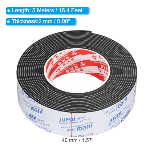 5 m schuim afdichting tape, 40 mm breed, 2 mm dik, een kant voor meubels, deuren, eenzijdig voor raambuis isolatie, zwart