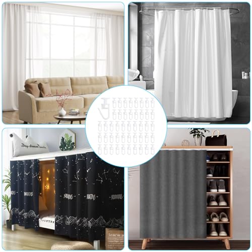 100 stuks Plastic gordijn haken, 1 inch White Rail schuifhaken, Track Wool Pulleys Glider Hook voor douche gordijnen 5