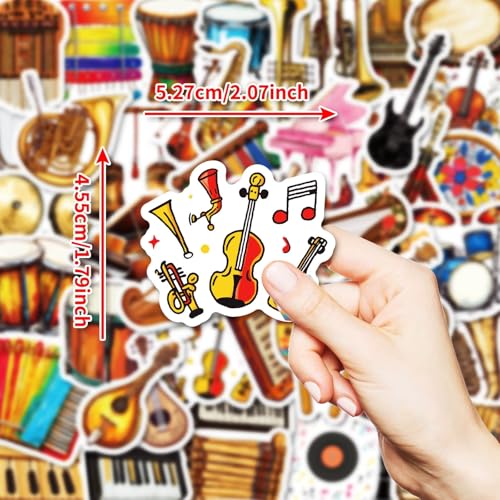 Muzikant Stickers voor tieners en volwassenen, 50 stuks Instrumenten Vinyl Sticker Set, Auto, Motorfiets, Fiets, Skateboard, Snowboard, Bagage, Laptop, Koffer, Helm, Motorfiets, Computer 4
