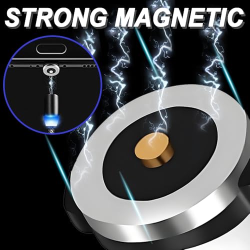1 Pin Magnetische Charging Kabel, 540° Rotatable USB C Magnetisch Telefoonlader Kabel met LED-licht (2m+1m), met Type-C Magnetische Tips 4