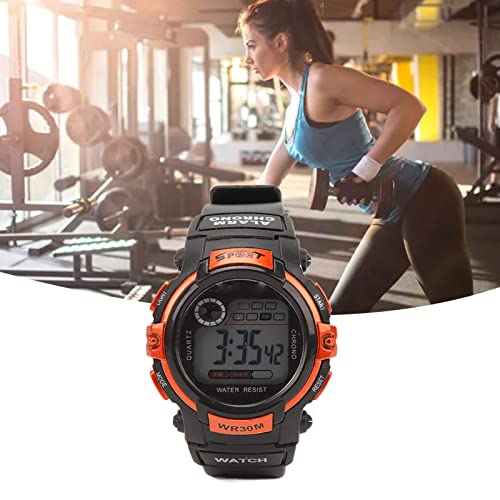 Digitale sporthorloge, LCD elektronische horloge waterdichte polshorloges Luminous mannen sporthorloge voor buiten activiteiten (oranje) 4