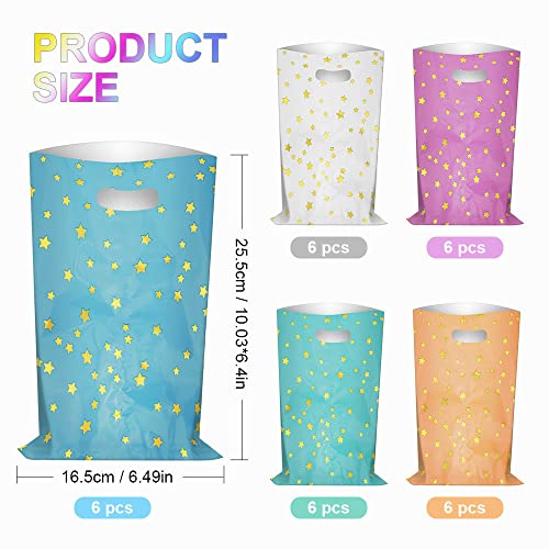 Pak van 30 Party Bags Kleurrijke Pentacle Plastic kleine Cadeautassen, 5 kleuren, verjaardag Cadeautassen voor meisjes en jongens, kleurrijke Cadeautassen, Perfect voor 3