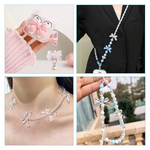 60 st Bow Acryl kralen zwart wit Bow esthetische armband kralen diverse ambachten kralen Bulk voor ketting oorbellen sieraden maken 5