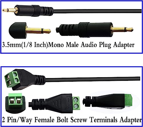 Jack Plug 3,5 mm Kabel 3,5 mm voor schroefterminals (1/8 inch), 3,5 mm TS Mono Plug to 2-Pin Connector, AUX Schroef, Adapter Kabel Type Hoofdtelefoon (27 cm) 5