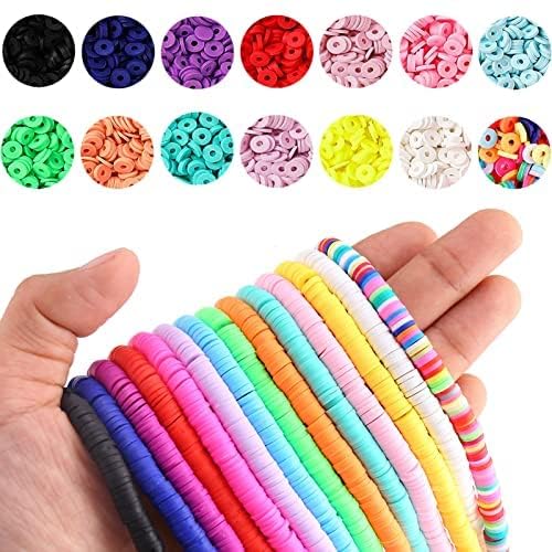 Heishi kralen 4900st Polymer Klei kralen 6mm Kleurrijke platte kralen Klei kralen ambachtelijke set voor doe-het-zelf sieraden ketting Charm Armbanden Cadeau (A)
