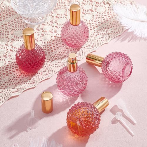 8 sets 100 ml lege glazen parfumflessen, retro navulbare parfumspuitflessen kit met trechter drumplomp hoofd lichtvioletrode inrichting reisflessen voor geurvloeistoffen karaffen 4