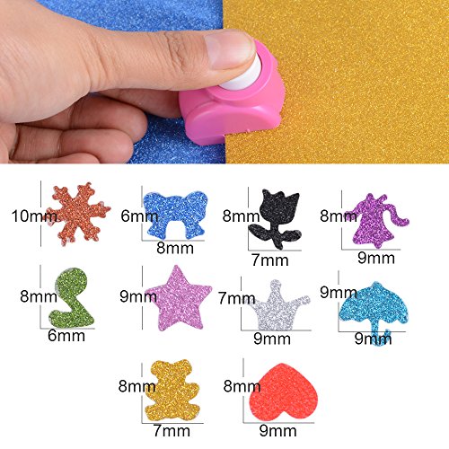 DEOMOR Set van 10 motief ponsen, papier ponsen set, in 10 verschillende motieven voor ambachten, wenskaarten, fotoalbums, tafelkaarten, scrapbooking, 3.2 x 3 x 2,5 cm 3