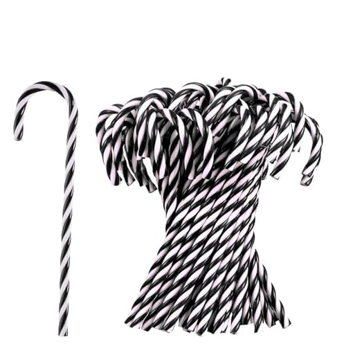 32 stuks Kerstmis Candy Cane decoraties Plastic kerstboom hangende decoratie Candy Canes voor Kerstmis (zwart 15cm)