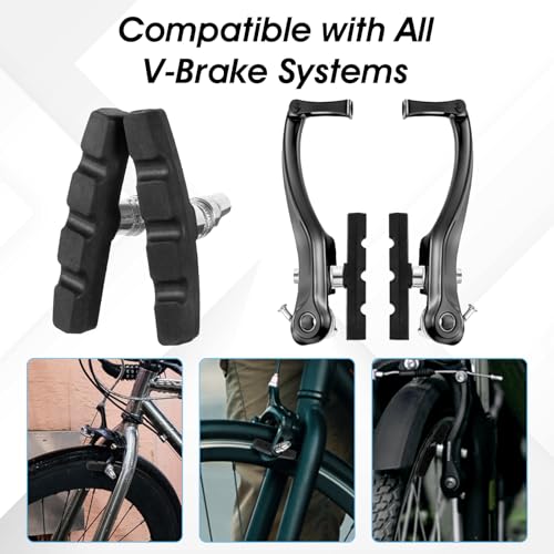 4 stuks V Remkussens, 70mm Fietsremkussens, Symmetrisch Remkussens Fiets, Remkussens Fietsenset, Remschoenen Fiets voor Mountainbikes en City Bikes, Fietsonderdelen 4