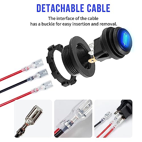 Pak van 4 schakelschakelaar 12V ronde switch 12V LED Rocker switch Waterdichte Ronde 2-Way SPST 3-Pin voor auto, boot, huishoudelijke apparaten 5