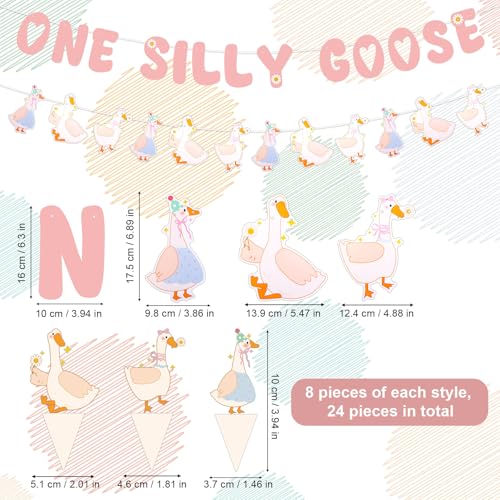 One Silly Goose Banner, voorgerekt Pink Goose 1e verjaardag Banner Decoratie schattige muur Garland voor baby douche Thema Feest Foto Achtergrond